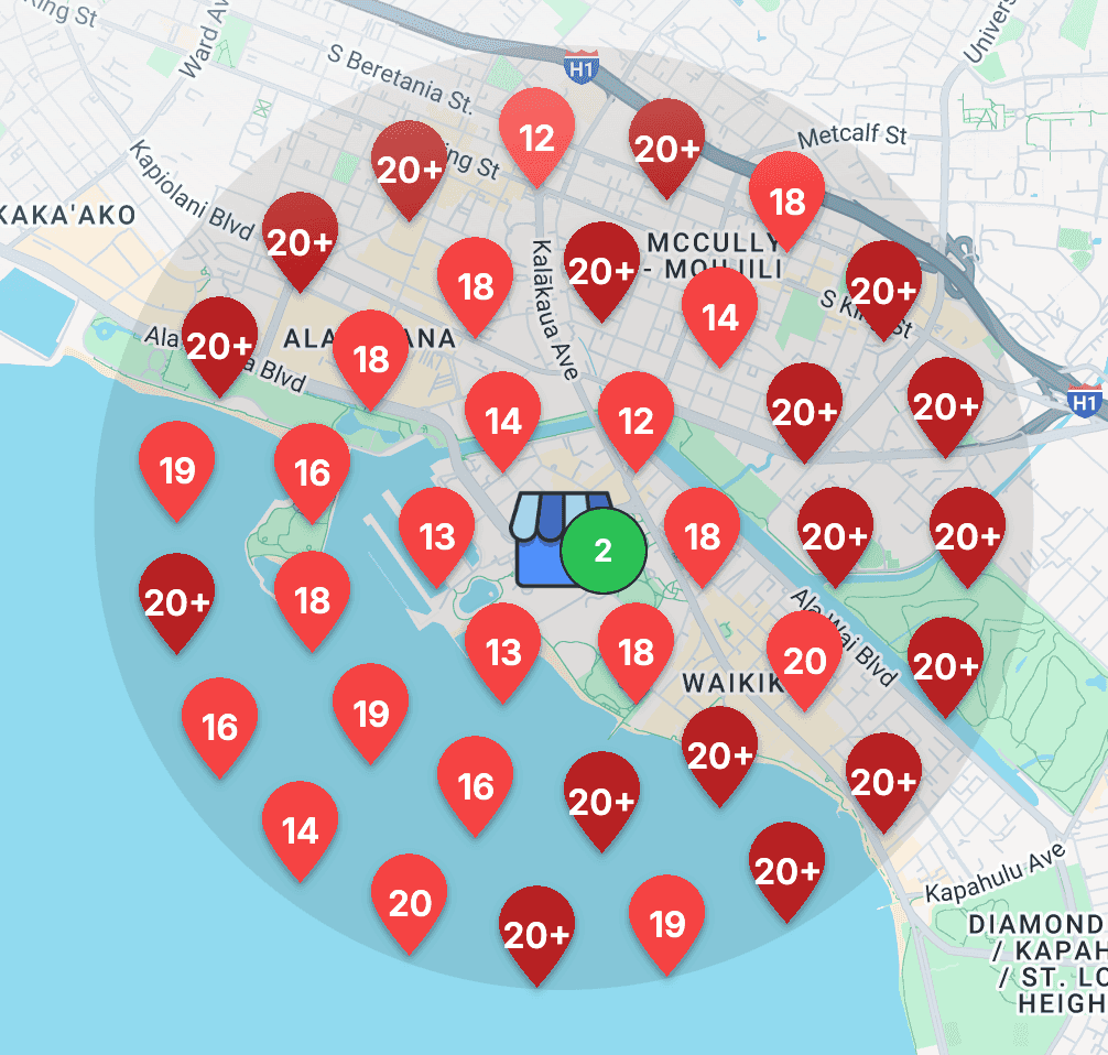 Another map view of competitor locations